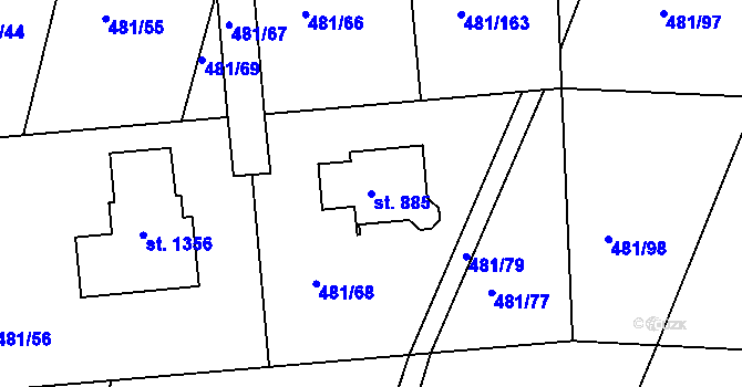 Parcela st. 885 v KÚ Nučice u Rudné, Katastrální mapa