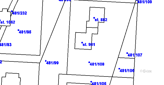 Parcela st. 901 v KÚ Nučice u Rudné, Katastrální mapa