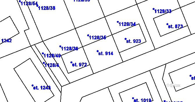Parcela st. 914 v KÚ Nučice u Rudné, Katastrální mapa