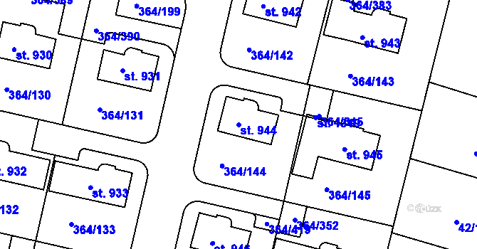 Parcela st. 944 v KÚ Nučice u Rudné, Katastrální mapa