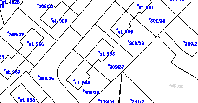 Parcela st. 995 v KÚ Nučice u Rudné, Katastrální mapa