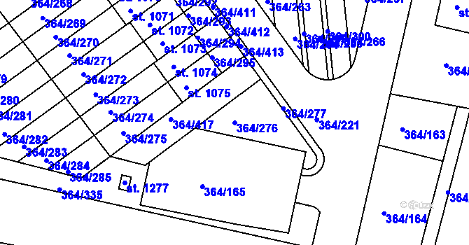 Parcela st. 364/276 v KÚ Nučice u Rudné, Katastrální mapa