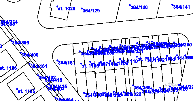 Parcela st. 364/253 v KÚ Nučice u Rudné, Katastrální mapa