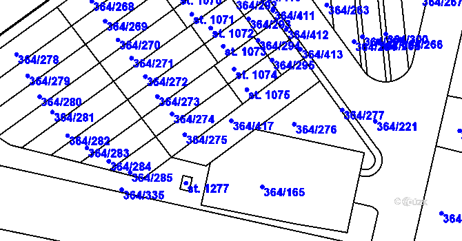 Parcela st. 364/417 v KÚ Nučice u Rudné, Katastrální mapa