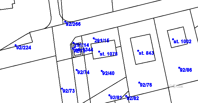 Parcela st. 1078 v KÚ Nučice u Rudné, Katastrální mapa