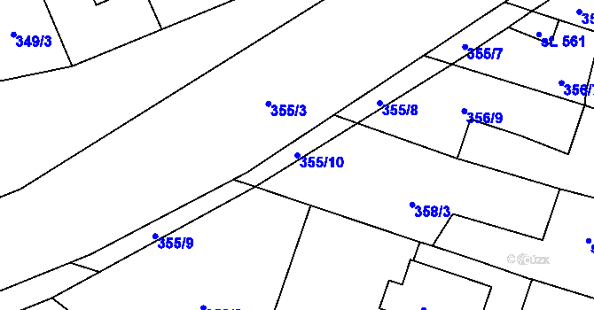 Parcela st. 355/10 v KÚ Nučice u Rudné, Katastrální mapa