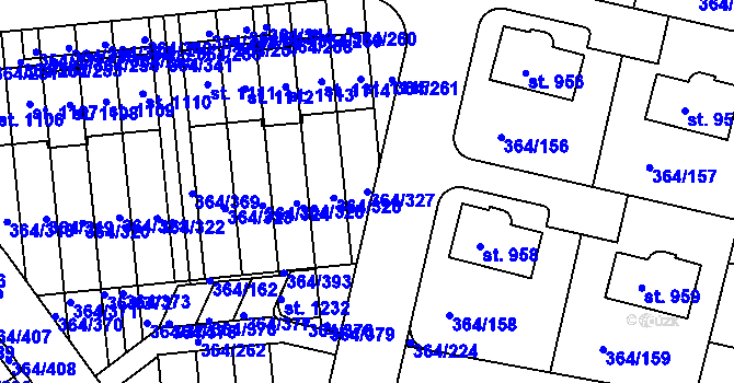 Parcela st. 364/327 v KÚ Nučice u Rudné, Katastrální mapa