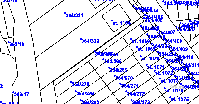 Parcela st. 364/298 v KÚ Nučice u Rudné, Katastrální mapa