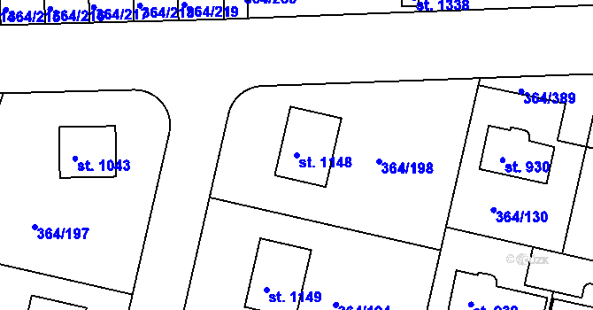 Parcela st. 1148 v KÚ Nučice u Rudné, Katastrální mapa