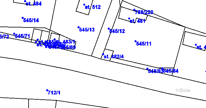 Parcela st. 482/4 v KÚ Nučice u Rudné, Katastrální mapa