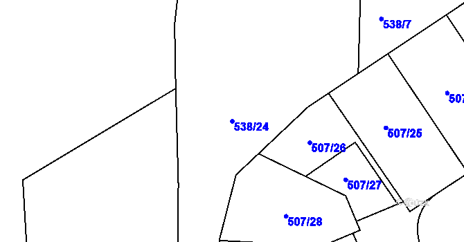 Parcela st. 538/24 v KÚ Nučice u Rudné, Katastrální mapa