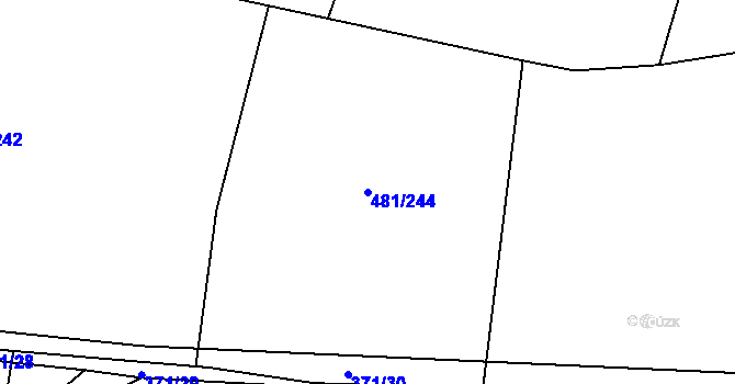 Parcela st. 481/244 v KÚ Nučice u Rudné, Katastrální mapa