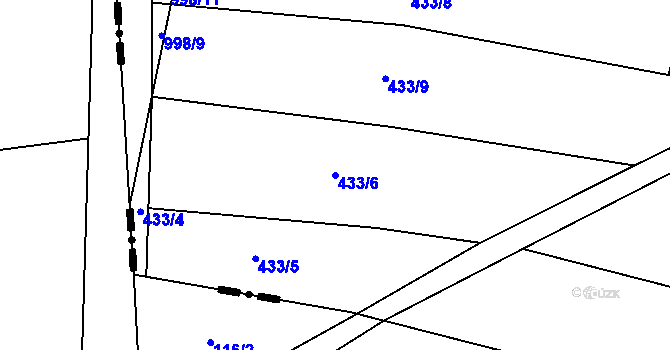 Parcela st. 433/6 v KÚ Nučice u Rudné, Katastrální mapa