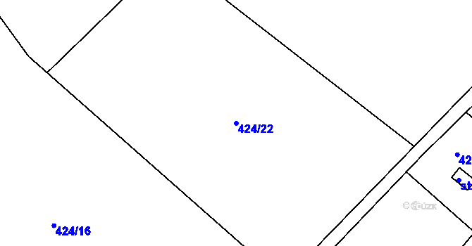 Parcela st. 424/22 v KÚ Nučice u Rudné, Katastrální mapa