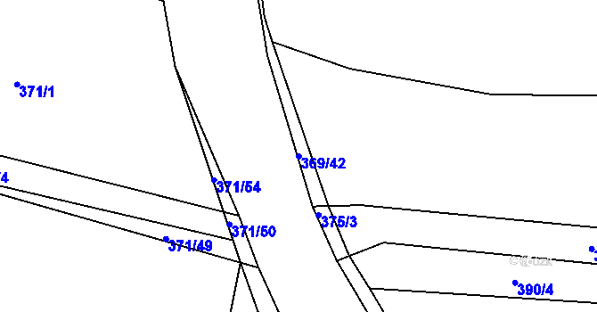 Parcela st. 369/42 v KÚ Nučice u Rudné, Katastrální mapa