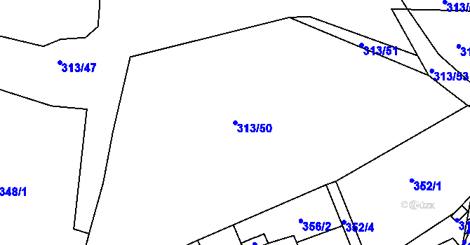 Parcela st. 313/50 v KÚ Nučice u Rudné, Katastrální mapa