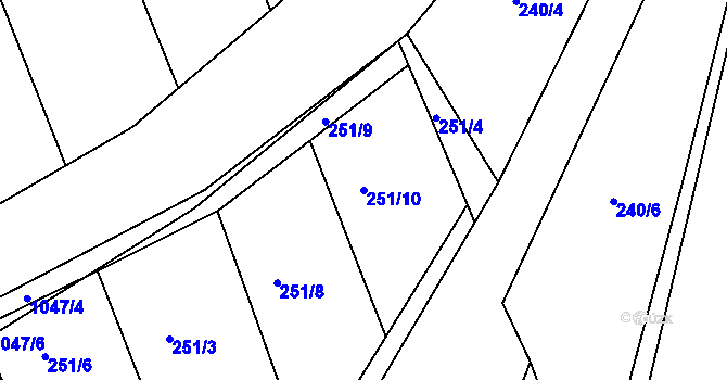 Parcela st. 251/10 v KÚ Nučice u Rudné, Katastrální mapa