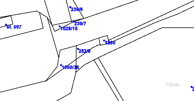 Parcela st. 252/10 v KÚ Nučice u Rudné, Katastrální mapa