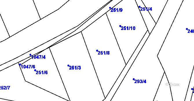 Parcela st. 251/8 v KÚ Nučice u Rudné, Katastrální mapa