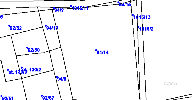 Parcela st. 94/14 v KÚ Nučice u Rudné, Katastrální mapa