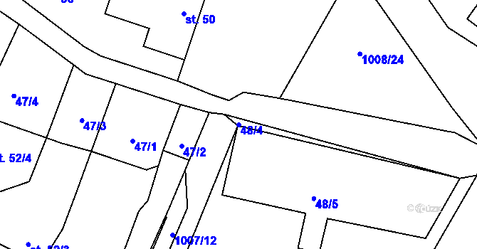 Parcela st. 48/4 v KÚ Nučice u Rudné, Katastrální mapa