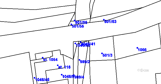 Parcela st. 1046/41 v KÚ Nučice u Rudné, Katastrální mapa