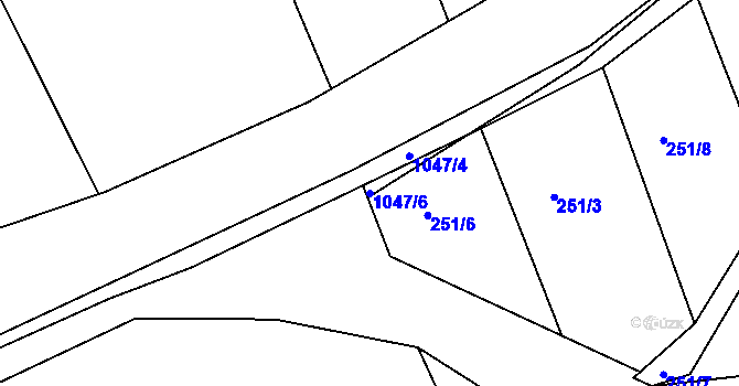 Parcela st. 1047/6 v KÚ Nučice u Rudné, Katastrální mapa