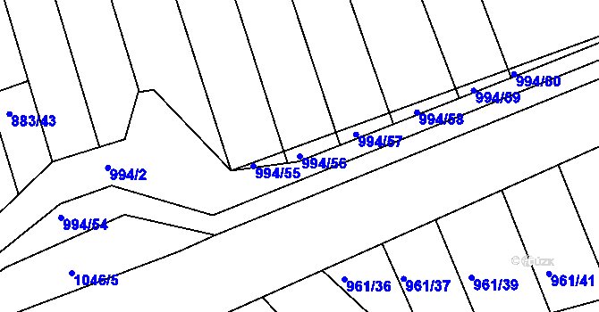 Parcela st. 994/56 v KÚ Nučice u Rudné, Katastrální mapa
