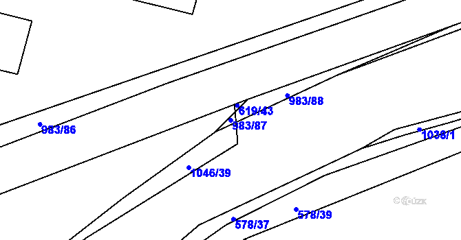 Parcela st. 983/87 v KÚ Nučice u Rudné, Katastrální mapa