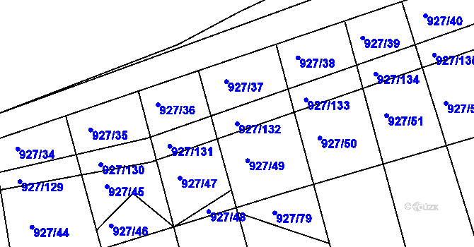 Parcela st. 927/132 v KÚ Nučice u Rudné, Katastrální mapa
