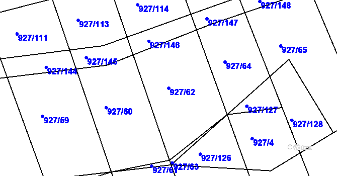 Parcela st. 927/62 v KÚ Nučice u Rudné, Katastrální mapa