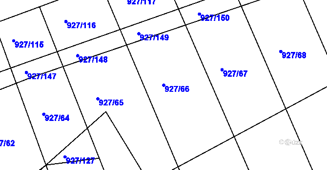 Parcela st. 927/66 v KÚ Nučice u Rudné, Katastrální mapa