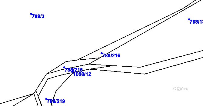 Parcela st. 788/216 v KÚ Nučice u Rudné, Katastrální mapa