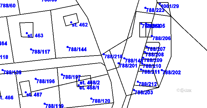 Parcela st. 788/218 v KÚ Nučice u Rudné, Katastrální mapa