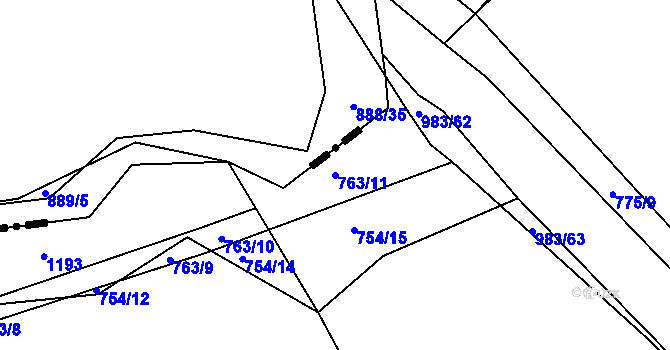Parcela st. 763/11 v KÚ Nučice u Rudné, Katastrální mapa