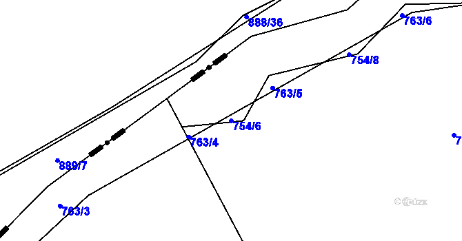 Parcela st. 754/6 v KÚ Nučice u Rudné, Katastrální mapa
