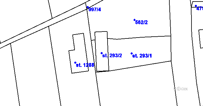 Parcela st. 293/2 v KÚ Nučice u Rudné, Katastrální mapa