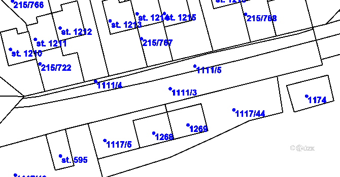 Parcela st. 1111/3 v KÚ Nučice u Rudné, Katastrální mapa