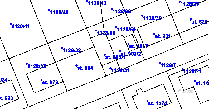 Parcela st. 903/1 v KÚ Nučice u Rudné, Katastrální mapa