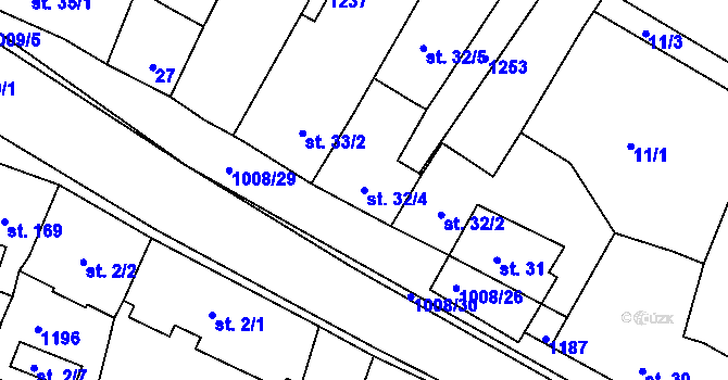 Parcela st. 32/4 v KÚ Nučice u Rudné, Katastrální mapa