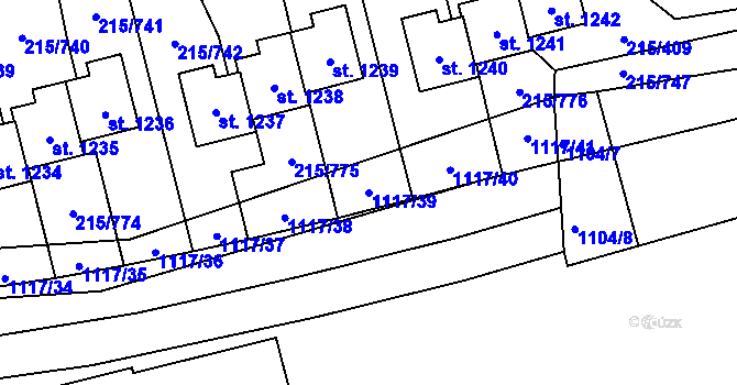 Parcela st. 1117/39 v KÚ Nučice u Rudné, Katastrální mapa