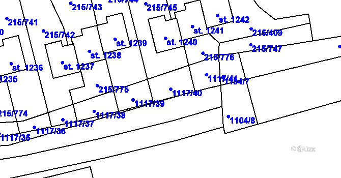 Parcela st. 1117/40 v KÚ Nučice u Rudné, Katastrální mapa