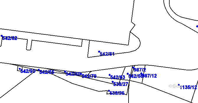 Parcela st. 542/81 v KÚ Nučice u Rudné, Katastrální mapa