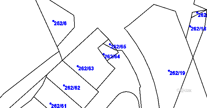 Parcela st. 262/64 v KÚ Nučice u Rudné, Katastrální mapa