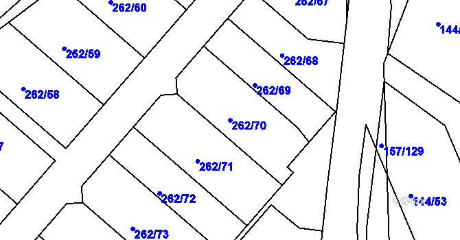 Parcela st. 262/70 v KÚ Nučice u Rudné, Katastrální mapa