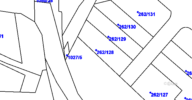 Parcela st. 262/128 v KÚ Nučice u Rudné, Katastrální mapa