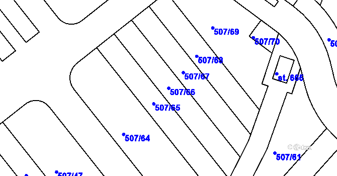 Parcela st. 507/66 v KÚ Nučice u Rudné, Katastrální mapa