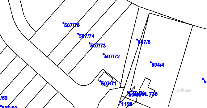 Parcela st. 507/72 v KÚ Nučice u Rudné, Katastrální mapa