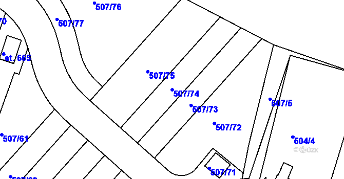 Parcela st. 507/74 v KÚ Nučice u Rudné, Katastrální mapa