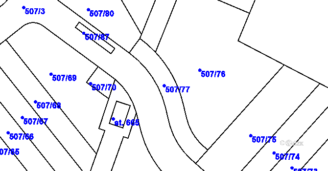 Parcela st. 507/77 v KÚ Nučice u Rudné, Katastrální mapa